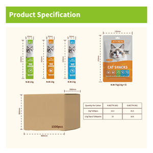 Proveedor OEM de Alimento para Mascotas Personaliza Venta al por Mayor Tiras de 15 g de Salmón, Atún, Pollo y Res para Gatos y Gatitos, Snack Húmedo - Product Image 5