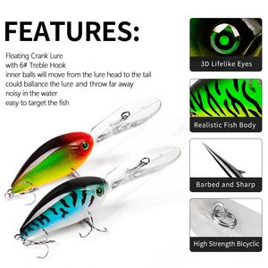 Leurre de pêche flottant ABS 11cm 18g pour brochet et black-bass, leurre crankbait efficace pour rivières et ruisseaux - Product Image 4