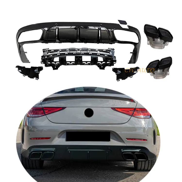 Fashion design rear bumper lip diffuser upgrade CLS63 AMG look for Mercedes Benz CLS CLASS C257 W257 Coupe 2018 2019 2020 2021+