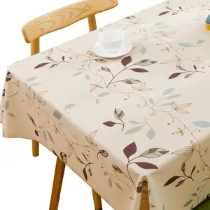Сверхпрочная виниловая скатерть для кухни, обеденный стол, Проволочная скатерть из ПВХ для прямоугольного стола (54 ''x 72'', маленькие листья)