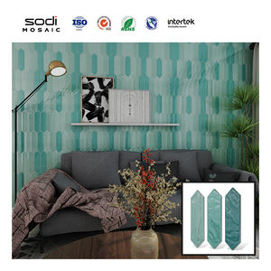 Tuile de mur de métro <span class=keywords><strong>vert</strong></span> multicolore en céramique faite à la main de forme hexagonale longue pour salle de bain - Product Image 3