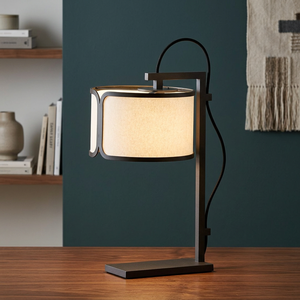 Modern Beige Linen Drum Shade <b>Table</b> <b>Lamp</b> Gold Metal <b>Base</b> E27 LED Switch Control 3500K Warm White CRI 80 Eco-Friendly Eye Caring - Product Image 4
