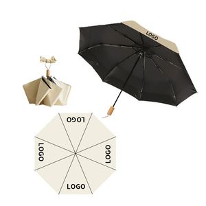 Paraguas Plegable de 3 Secciones Multicolor con Protección UV, Resistente al Viento, Automático y con Mango de Madera - Product Image 6