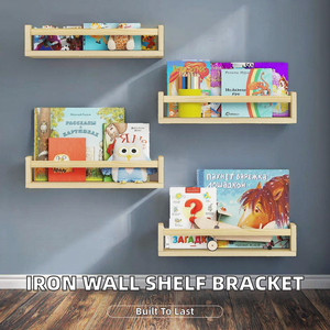Mensola Multifunzione in Legno Massello da Parete, Scaffale per Soggiorno e Cucina, Espositore per Fumetti e Borse per Bambini - Product Image 2