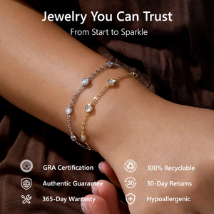 Pulsera de Cinco Piedras con Diamantes VVS de 1.5ct, Certificación GRA, Chapada en Oro Blanco, con Moissanita de 4MM, para Mujer - Product Image 6
