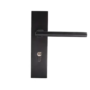 Door lock cheap China supplier internal door aluminium black door locks handle set with lock core accessories