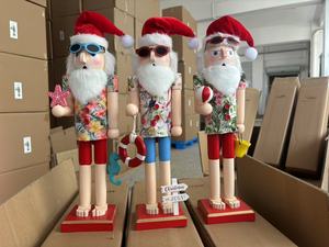 Décoration de fête tropicale de Noël en juillet, <span class=keywords><strong>casse</strong></span>-<span class=keywords><strong>noisette</strong></span> en bois de noix de plage, soldat hawaïen, Père Noël en bois - Product Image 6