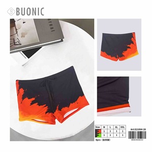 Buonic Pantalones cortos de baño para mujer, color naranja, negro, con estampado de llamas, cintura alta, tallas M, L, XL, XXL, ropa de playa de verano - Product Image 1