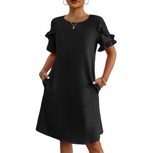 Mini Vestido corto de estilo dulce de Boutique para mujer, mangas con volantes, ropa de calle elegante para compras de verano, <span class=keywords><strong>iglesia</strong></span>, respetuoso con el medio ambiente - Product Image 5