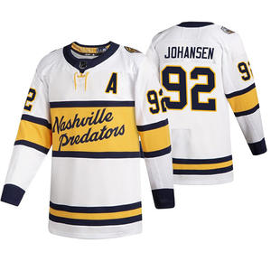 Camiseta de hockey Nashville Predators para hombre, blanca y amarilla, con nombre y número personalizados, camiseta deportiva con cuello en V que absorbe la humedad - Product Image 2