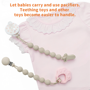 Cadenas para Chupetes de Bebé al por Mayor, Color Sólido, Clip de Silicona de Grado Alimenticio, Ecológico, Libre de BPA, con Dibujos Animados, para 0-12 Meses - Product Image 5