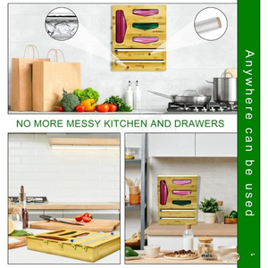 Factory Direct Bamboo Wooden <b>Drawer</b> <b>Storage</b> Organizer for Ziplock Bag Bamboo Zip Lock Bag Organizer - Product Image 5