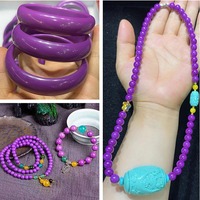 Bracelet artisanal sud-africain Shujia en gros, collier en cristal violet de quartzite et de jade