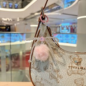 Nouveau sac à main en peluche avec pendentif boule, double bouton, perles de cristal, nœud, <span class=keywords><strong>cordon</strong></span> pour téléphone portable, automne-hiver - Product Image 4