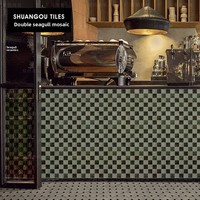 Autocollants muraux modernes et minimalistes en mosaïque imitation pierre, motif grande fleur de Carrare vert foncé, pour toilettes, salles de bain et cuisines intérieures