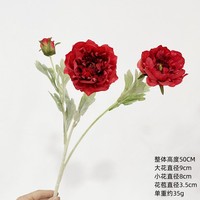 Bunga Peony Sutra Buatan Berkualitas Tinggi Grosir 3 Kepala 50CM Putih Ungu Pink Dekorasi Tengah Meja Pernikahan Valentine