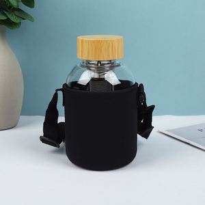 Portable Eco-friendly 18oz-64oz Leakproof Glass Water Bottle with Bamboo Lid Indoor/Outdoor <b>Drinkware</b> for Adults - Product Image 2