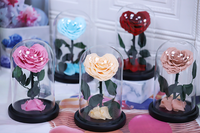 Bunga Mawar Abadi Berbentuk Hati dalam Kubah Kaca Buatan Tangan, Figurine Penjaga Bunga, Hadiah Romantis untuk Hari Valentine dan Hari Ibu