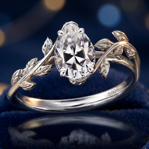 Prix de gros - Bague classique pour femme en zircone cubique plaquée or 3A, coupe poire, pour mariage, fête ou anniversaire - Product Image 3
