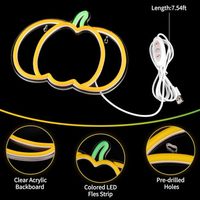 Neonawall En gros Enseigne néon citrouille d'Halloween, à intensité variable, alimentée par USB, lumière murale suspendue, décoration pour la maison, les fêtes et le festival d'Halloween