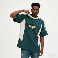 T-shirt en tricot à col rond et manches courtes, personnalisé avec logo brodé 3D en chenille, 100% coton, 260 grammes, vente en gros ODM