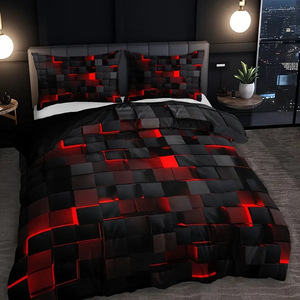 Juego de Ropa de Cama de 3 Piezas con Estampado Digital de la Serie Abstract Grid, Estilo Nórdico, Personalizable, con Funda Nórdica, Sensación Suave como la de Plumón, para Dormitorios y Habitaciones de Huéspedes - Product Image 1