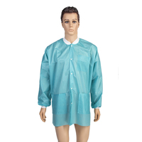 Robes de protection jetables en polypropylène (PP) bleues à manchette élastique, vente en gros, Hubei Xiantao, prix abordable, pour visiteurs