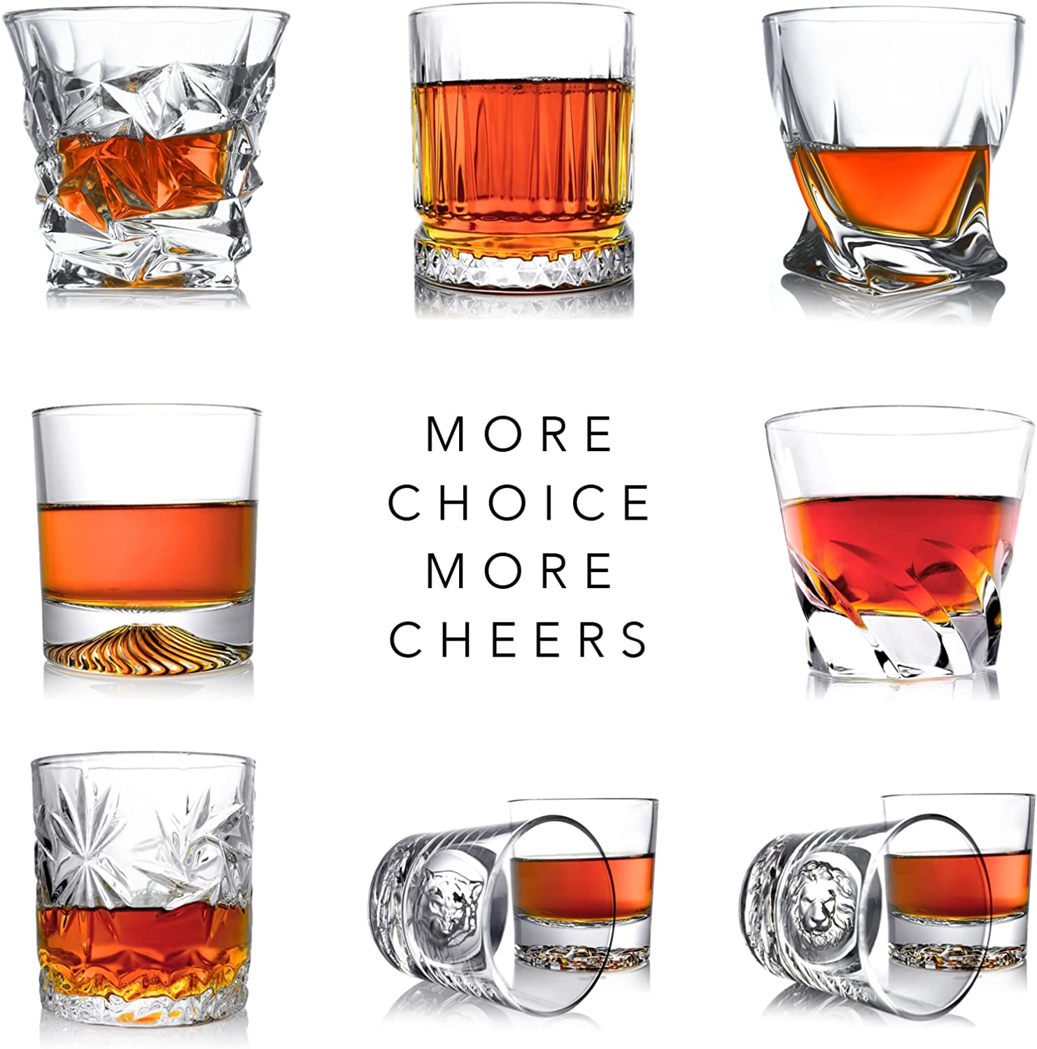 Whiskey Rocks Glasses Old Fashioned - 10 Ounce Gift Set of 4, Handblown Crystal Whisky Tumbler
