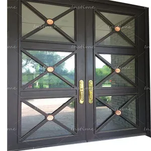 Instime Luxury Wrought Cast Iron Security Screen Entry Front Doors For Sale Metal Fence Gate Door Iron Exterior Doors