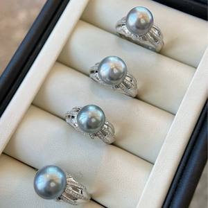 Tahiti Platinum Grey 10-11mm <b>Large</b> Face Flawless Precision S925 Ring Natural Sea Inlay Fashionable and Trendy with <b>Gift</b> <b>Box</b> - Product Image 4