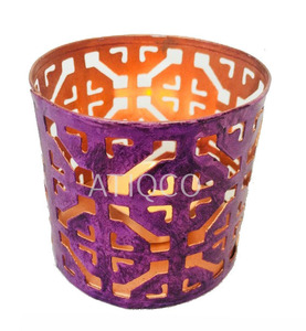 Geometric Etched Iron <b>Tea</b> Light Votive Holder Round Metal <b>Party</b> <b>Decoration</b> - Product Image 2