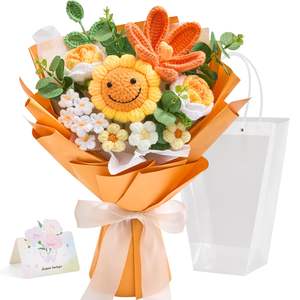 Regalos Personalizados, Ramo de Flores de Ganchillo, Flores Tejidas a Mano, Ramo de Girasoles de Ganchillo Rosa <span class=keywords><strong>para</strong></span> el Cumpleaños de una Amante, Día de la Madre - Product Image 3