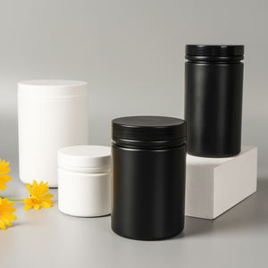 RTCO Pot en plastique HDPE à large ouverture, noir uni, 20OZ 25OZ 34OZ, avec cuillère pour l'emballage de poudre de protéines - Product Image 5