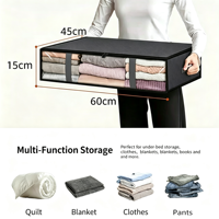 Sac de rangement pour lit en tissu non tissé matelassé, organisateur zippé avec fenêtre transparente avant, pliable, écologique, pour vêtements et couvertures, 35L