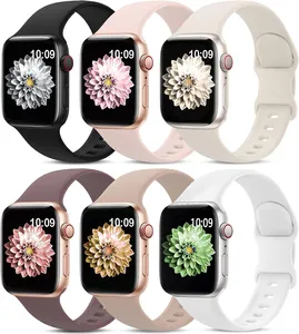 Pulseira de silicone para relógio esportivo Apple Watch Ultra 2 Series 9/8 com fivela de pulseira de silicone 38/40/41 mm