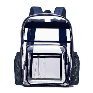 S5 حقيبة ظهر شفافة من كلوريد البولي فينيل بسعة كبيرة مقاومة للماء للطلاب
