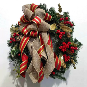 Guirlande de Noël artificielle GL-192 pour <span class=keywords><strong>porte</strong></span> d'entrée avec <span class=keywords><strong>ruban</strong></span> en toile de jute - Product Image 6