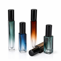 Flacon pulvérisateur de parfum de luxe en verre carré dégradé, atomiseur cosmétique vide 3-15ml, vente en gros, emballage personnalisé avec couvercle en métal ou plastique