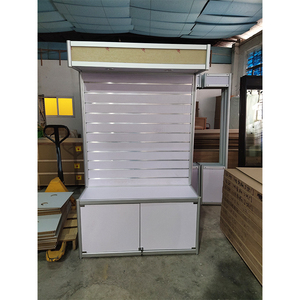 Có Thể Khóa Kính Cửa Trượt Kim Loại Bạc Khung Tempered Glass Slat Tường Hiển Thị Tủ Với Đèn - Product Image 6