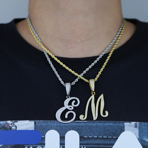 En stock, collier avec pendentif initial en lettres 26, micro pavé CZ, hip hop, glace, pour femmes et hommes - Product Image 6