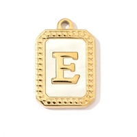 Pendentif Rétro Fait Main DIY en Forme de Coquille Croissant avec Breloque 26 Lettres, en Acier Inoxydable Poli, Accessoire de Bijoux de Mode pour Initiales