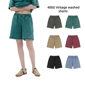 Shorts décontractés vintage délavés à l'acide pour hommes, style streetwear, prix bas, vente en gros, logo personnalisé, shorts en coton épais 400 g/m² vierges - Product Image 1