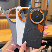 Funda Protectora Magnética de Cuero PU Mate con Protección de Lente a Prueba de Golpes para vivo X300 X200 Pro/Ultra/Pro Mini PC, Funda con Carga Inalámbrica