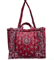 Sac fourre-tout d'été personnalisé en gros pour femme, grand sac de plage, sac bandana, sac matelassé gonflé