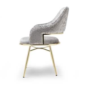 Silla de Comedor Rosse Moderna Europea Tapizada en Terciopelo con Patas de Metal, Muebles para Oficina en Casa, de Turquía - Product Image 6