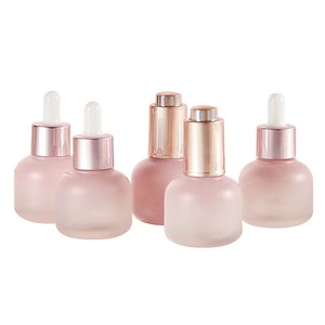Bouteille en verre rose dégradé elliptique de 30ml avec emballage cosmétique de soin de la peau compte-gouttes rose bouteille vide pour huile essentielle - Product Image 1