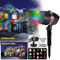 Projecteur de lumière laser de scène LED 12 cartes à motifs Holiday Christmas Disco Outdoor Indoor Decor Lighting for Home Garden