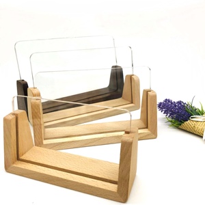 الاكريليك الجدول إطار الطاولة إطار صور حامل قائمة عرض موقف مع الخشب قاعدة - Product Image 2