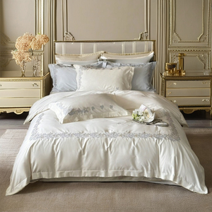 Offres du <span class=keywords><strong>Black</strong></span> <span class=keywords><strong>friday</strong></span> Linge de lit à motif de broderie à rayures de luxe 100% coton Taille OEM Drap de lit en coton Hôtel Maison - Product Image 5