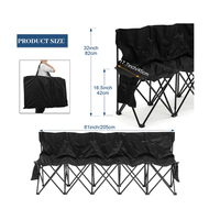 Banc de stade pliable portable pour 6 personnes, extra long, capacité 600 kg, mobilier d'extérieur pliable pour événements sportifs